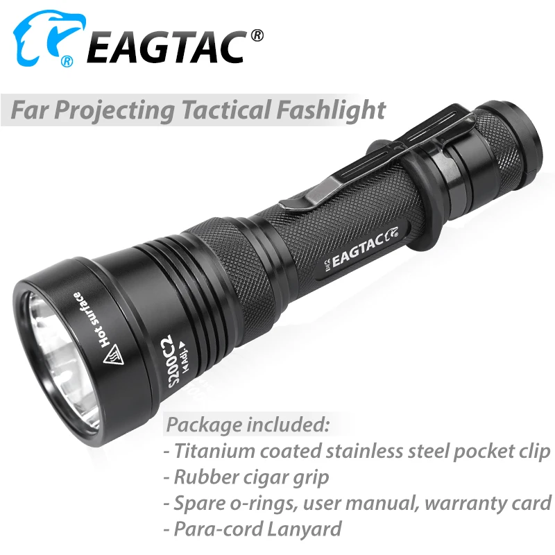 EAGTAC S200C2 XML2 SFT40 1278lm LED Flashlight Police Lantern Light 18650 CR23A Battery 395NM UV XPL HI Long Throw Hunting Torch