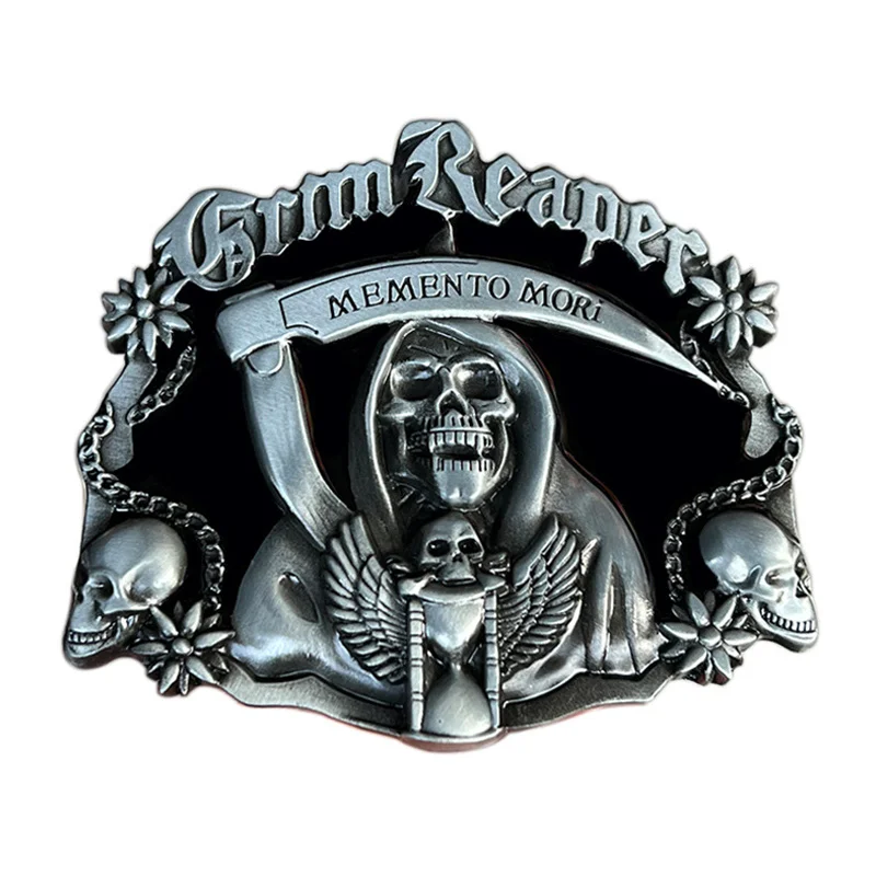 Skull Scythe Reaper belt buckle punk style