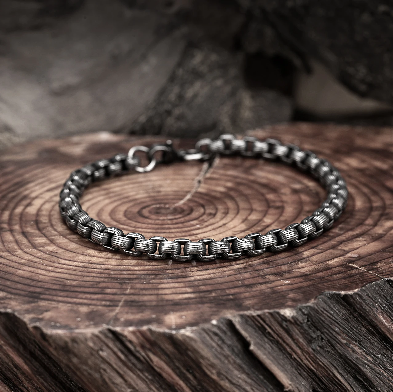 Men Vintage Punk Hip Hop lobster clasps Bracelet Boy Trendy Personality Coarse Stainless Steel Cast Wristband For Boyfriend Gift