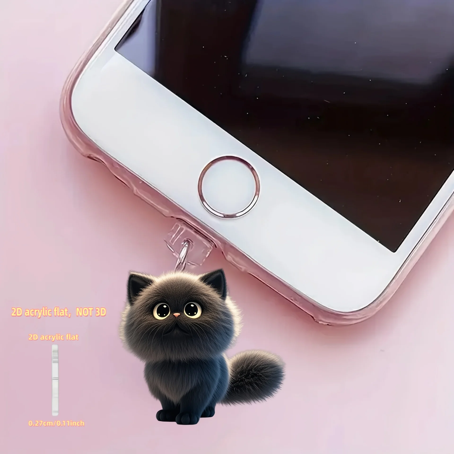 

2D Acrylic Cute Gray Cat Phone Dust Plug Universal Interface Dust-Proof Pendant Personalized Cat-Themed Phone Decoration Accessories for Phone, Computer, Earphones, Etc. Daily Care Accessories