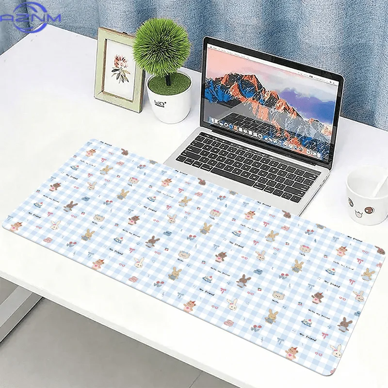1pc a Blue Mouse Pad Featuring an Animal Design, Measuring  cm. It Is a Non-Slip Extended Table Mat with a Rabbit And Bear Patte
