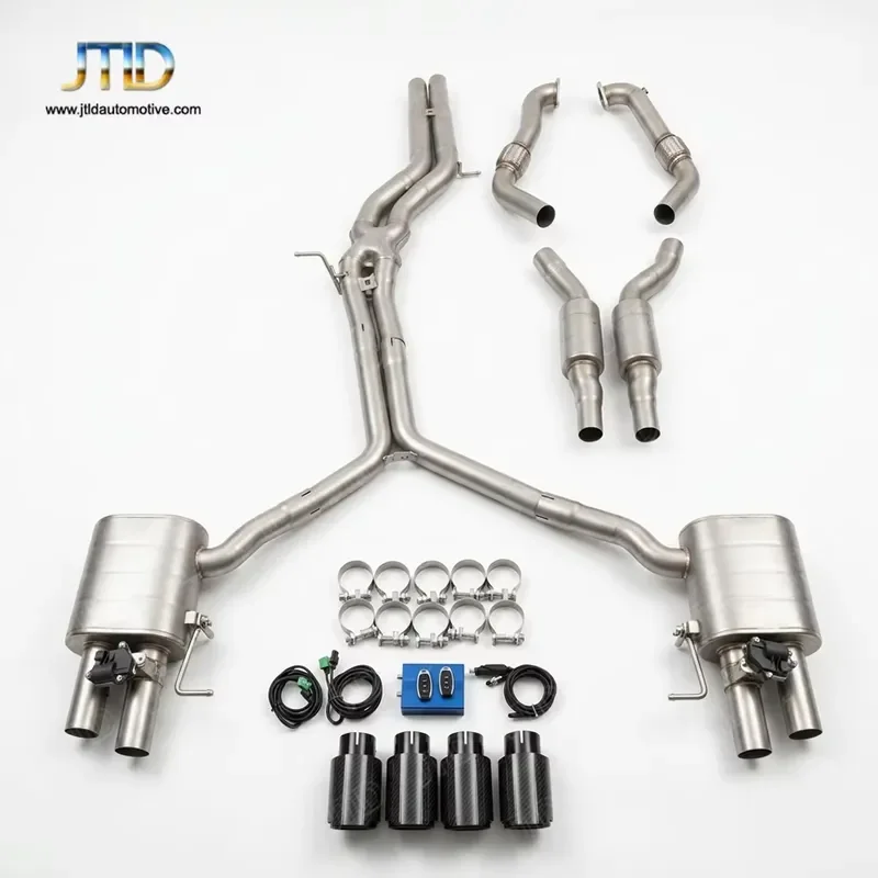 Full Set Stainless Steel Valved Catback Exhaust System With Quad Tips for Audi S4 3.0T V6 2023 Creating Aggressive Tone