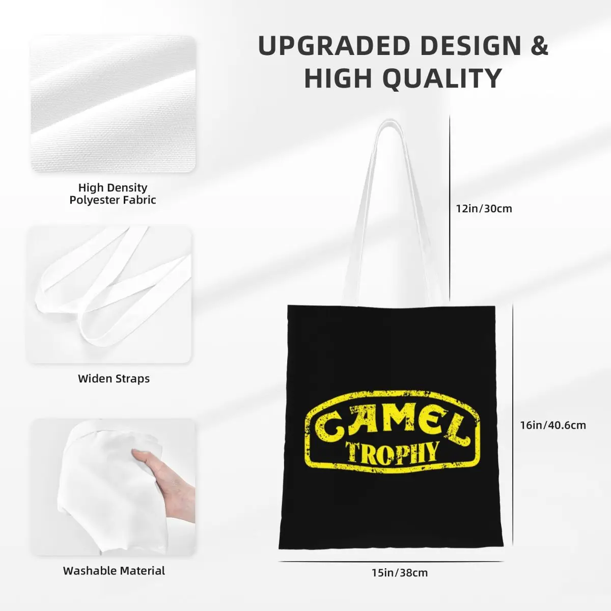 กระเป๋าช้อปปิ้งแคมเมล ทริฟฟี่ผ้าแคนวาส กระเป๋าโท้ทแบบพับได้สำหรับเด็กผู้หญิง กระเป๋าสะพายไหล่ กระเป๋าเดินทาง