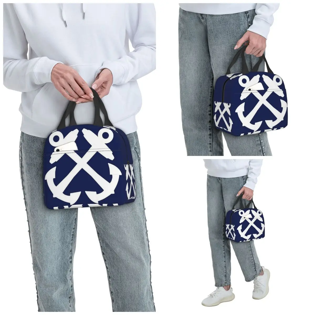 Boatswains Mate Crossed Anchors - White Insulated Lunch Bag for Kids School Cooler Thermal Food Box Tote Lunch Boxes Container