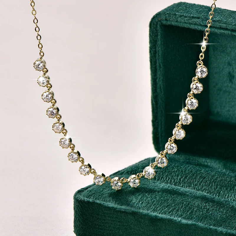 Rrjzz Vollständige 3mm D-Farbe VVS1 Rundschliff Moissanit Bubble Halskette GRA Laborgezüchteter Diamant 14k Vergoldete Damen Halskette Schmuck – Detail 10