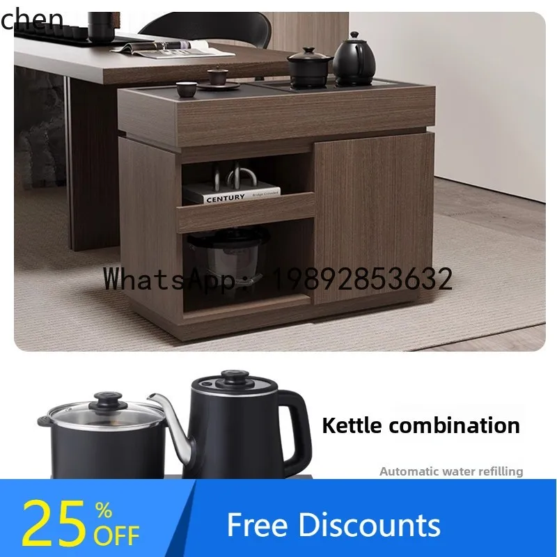 

sofa side cabinet tea cabinet movable solid wood home living room storage office tea table