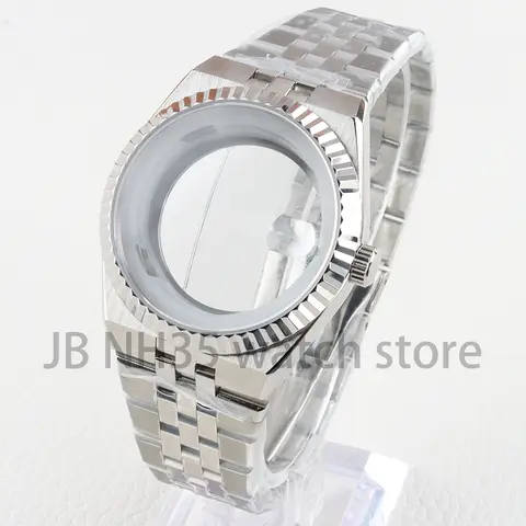 고품질 40mm 실버 NH35 케이스 및 주빌리 브레이슬릿 (33.8mm 다이얼 랜드-들러 NH35/NH36 무브먼트용) 사파이어 글래스 10Bar