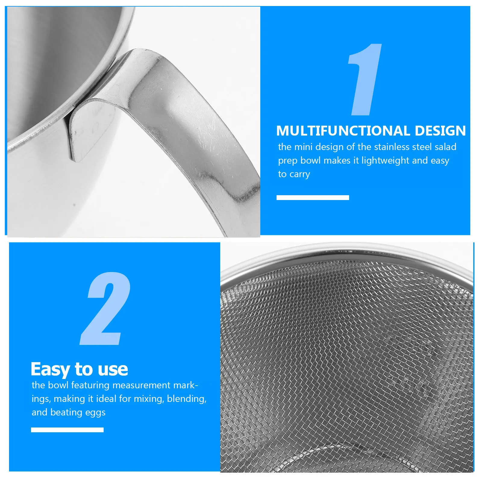 1Set Stainless Steel Salad Mixing Bowl with Built-in Scale Measurement Markings for Kitchen Prep Dough Egg Beating Salad Tossing