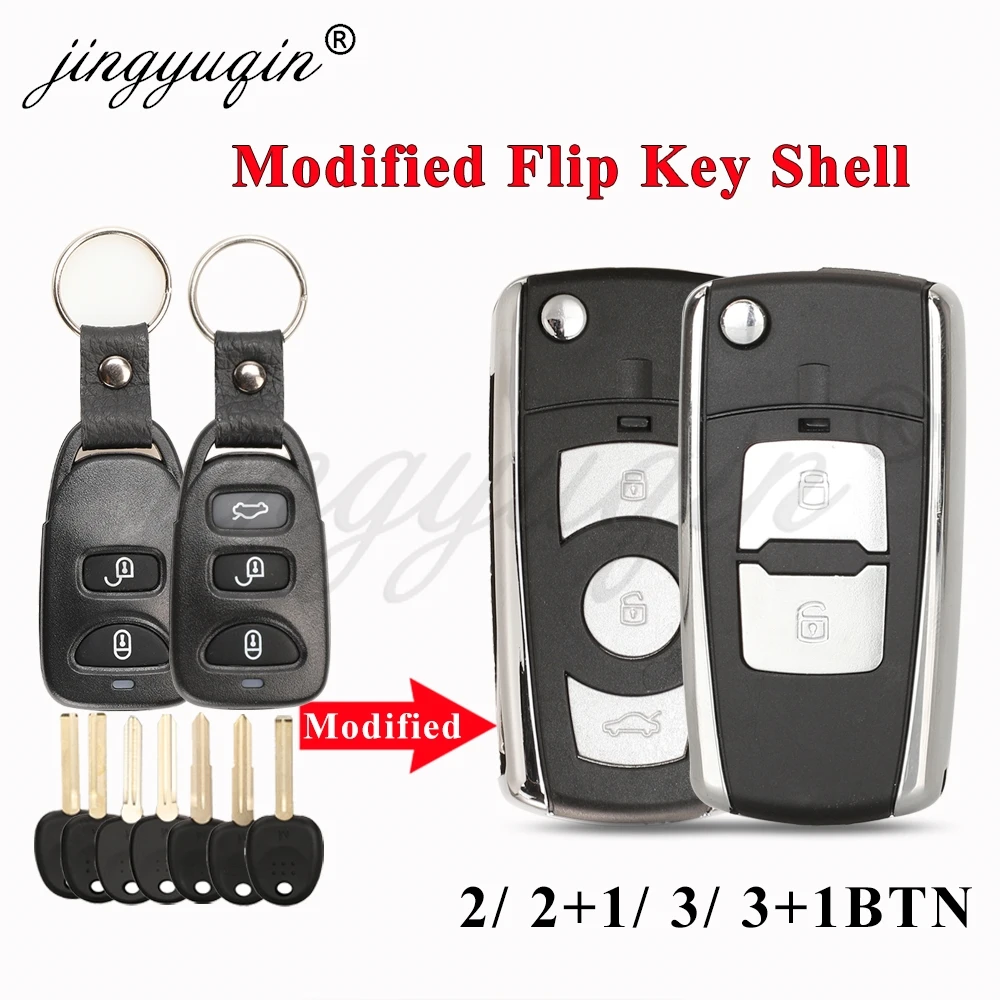 

Modified 2/2+1/3/3+1/4BTN Flip Remote Car Key Shell Case for Hyundai Accent I30 IX35 Sonata Tucson Elantra Kia Sportage Soul Rio