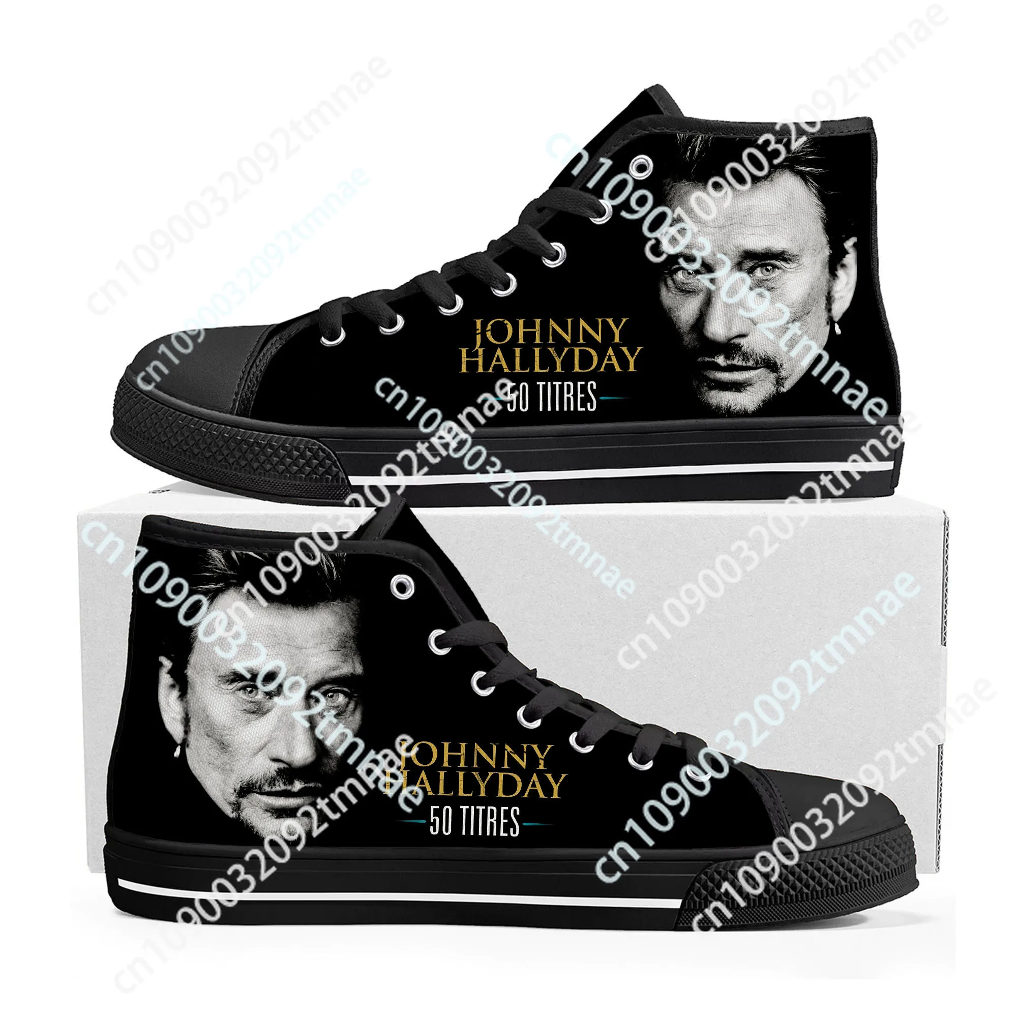 

Johnny Hallyday Rock Singer High Top Sneakers Mens Womens Teenager High Quality Custom Sneaker Casual Couple Shoes Custom Shoe