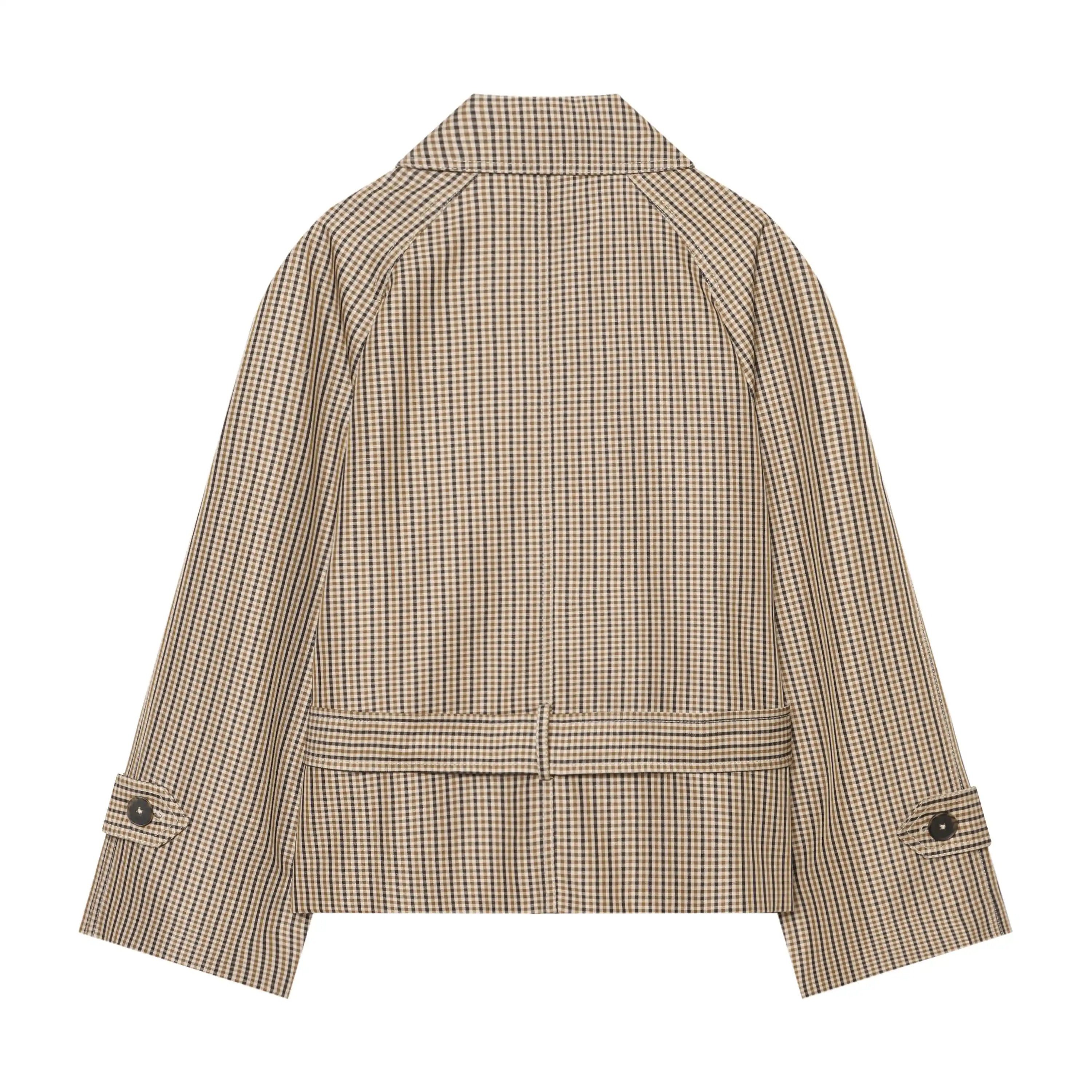KONDALA Damen Klassische Elegante Gürteljacke Pendler Vintage Zweireihiger Kurzer Trenchcoat 2026 Herbst Trendige High-Street-Jacke – Detail 3