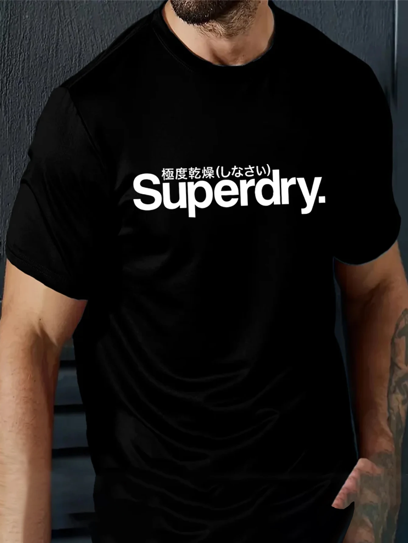 Male Tshirt Clothes Superdry Letter Printed T Shirt Men Summer Fashion Round Neck Design Clothing Men Cotton Short Sleeved