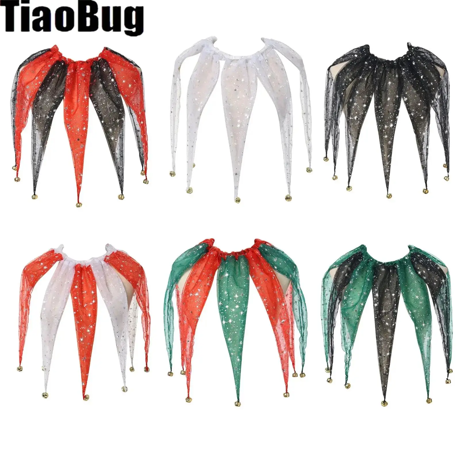 

Christmas Party Collar for Decor Pointed Clown Collar Jester Neck Accessories with Jingle Bell Costumes