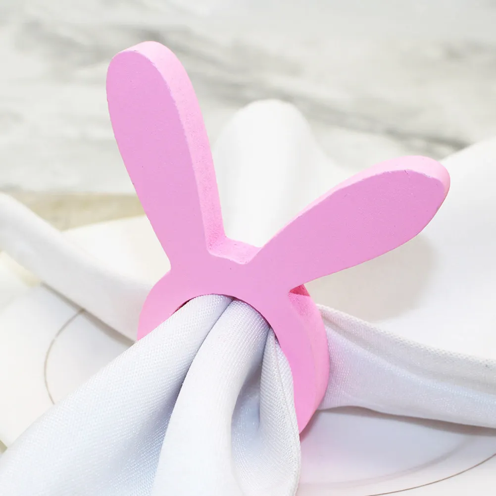 5Pcs Easter Bunny Ear Napkin Rings Decorative Napkin Buckles for Spring Wedding Dinner Table Setting Serviette Buckles