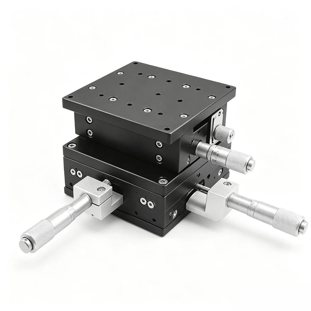 XYZ Axis 90mm LD90-CM-2 LD90-LM-2 LD90-RM-2 Manual Displacement Platform Sliding Table High Precision  XYZ90 Double Guide Rail