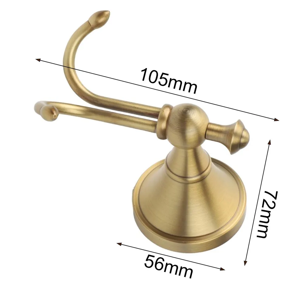Bathroom Towel Rack Antique Brass Hook Bathroom Decor 9.7*5.5*7.2cm Antique Design Holder Double Hook Design Bathroom