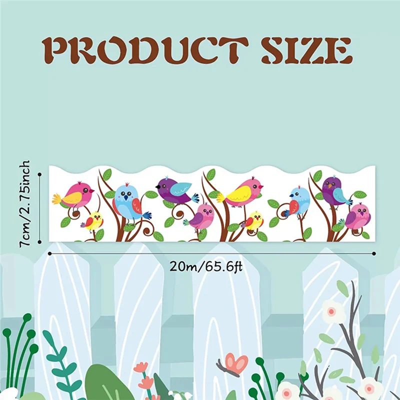 1 لفة لوحة الإعلانات الحدود الطيور لوحة الإعلانات ملصق لوحة الإعلانات الديكور 65.6Ft بطول لديكور الفصول الدراسية-TCE