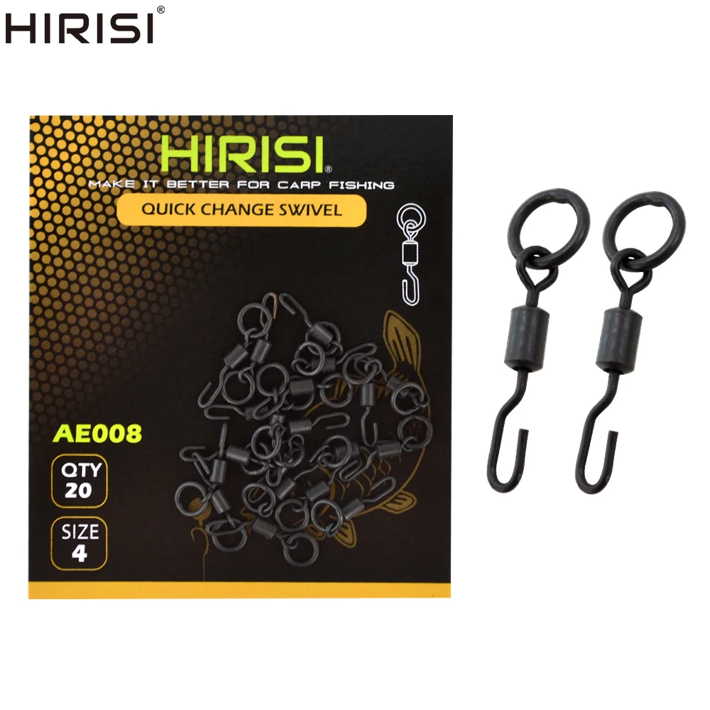 Hirisi 20pcs Carp Fishing Swivels Snaps with Solid Ring Quick Change Fishing Hook Swivels Accessories AE008