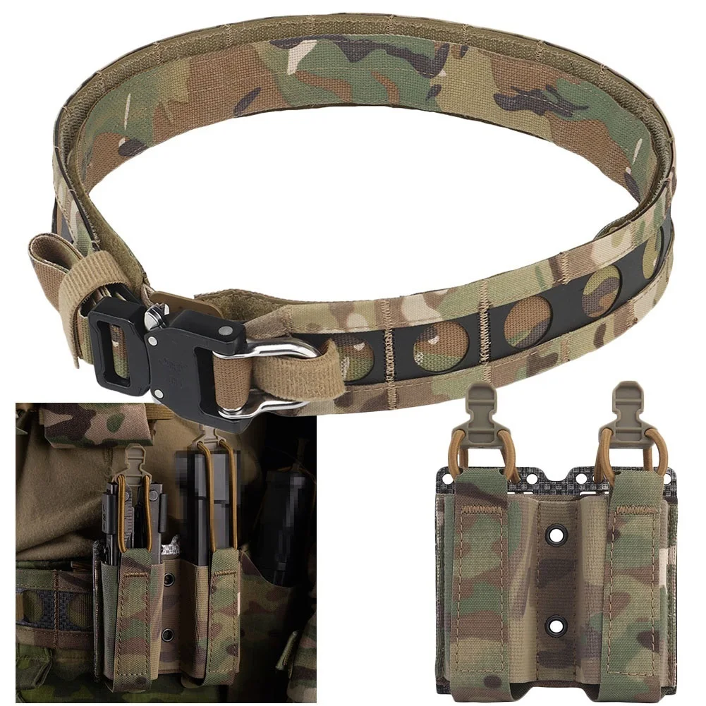 Tactical Belt Set with 9mm Magazine Pouch, Hunting  Belt & Quick Release Open Top Double Mag Pouch