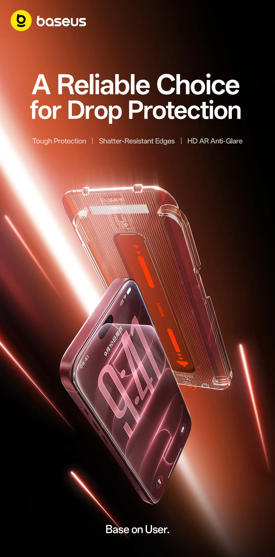 Baseus Corning Displayschutzfolie aus gehärtetem Glas für iPhone 18 17 Pro Max, Anti-Peeping, stoßfest, selbstklebend, Schutzfolie – Detail 1
