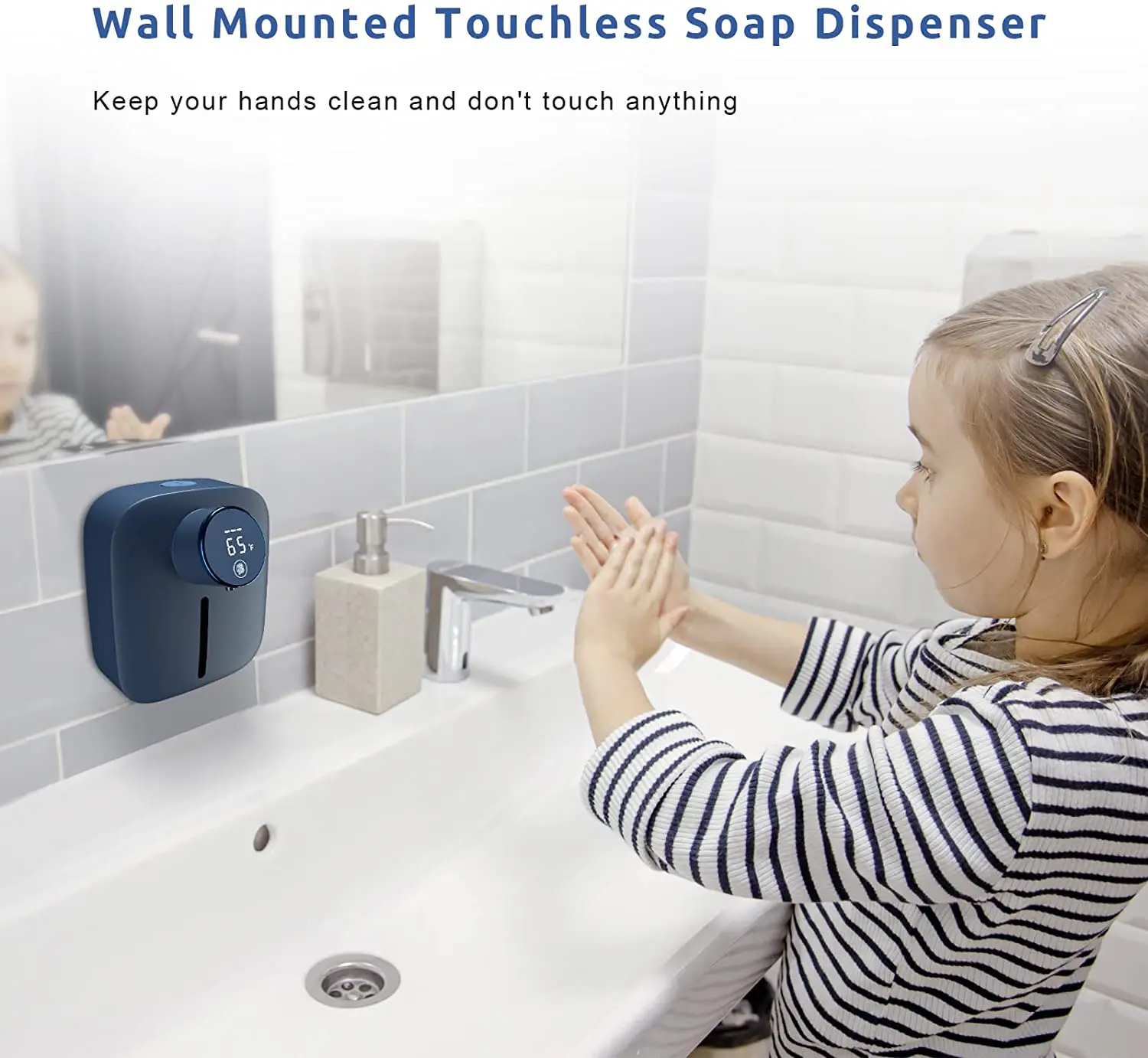 Wall Mounted Soap Dispenser Electric Foaming LED Temperature Display Non-Contact Infrared Sensor Soap Dispenser Liquid Dispenser