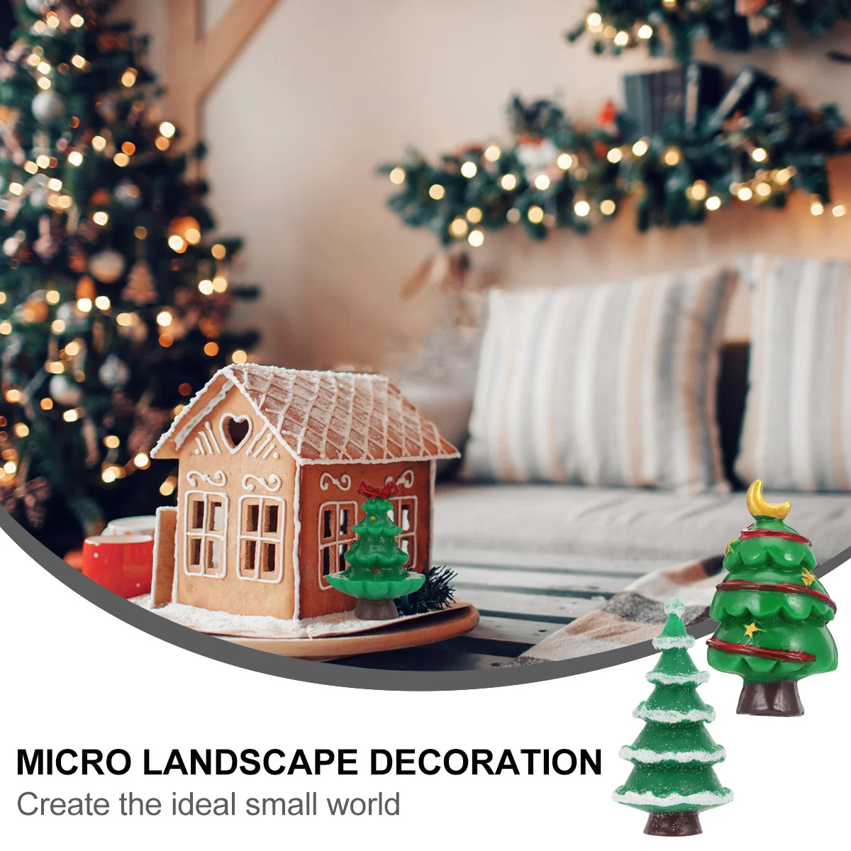 

10Pcs Miniature Resin Christmas Tree Ornaments Rustic Mini Tree Holiday Decoration Rustic Miniature Decor