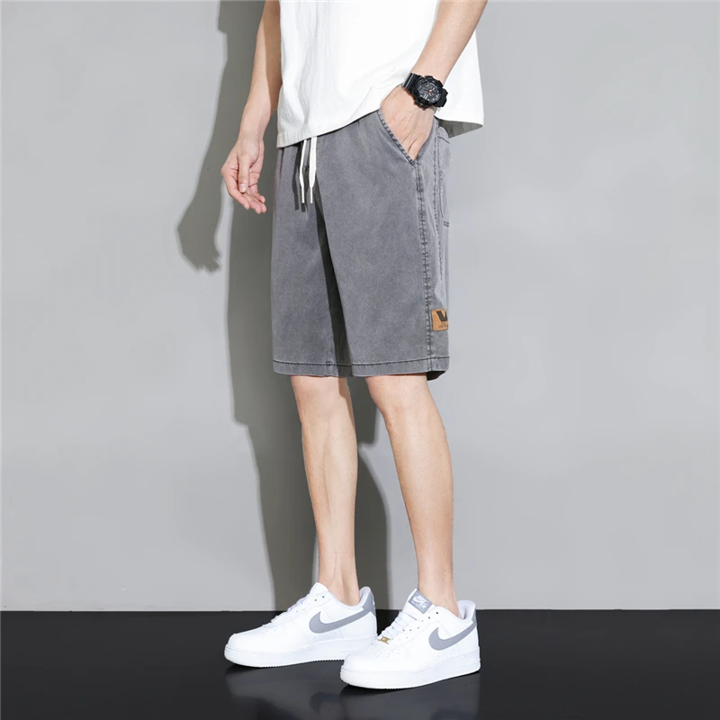 3 Colors M-5XL!2023 Summer Casual Shorts Men's Thin Ice Lyocell Trendy Denim Loose Mid pants Wrinkle Resistance cargo shorts