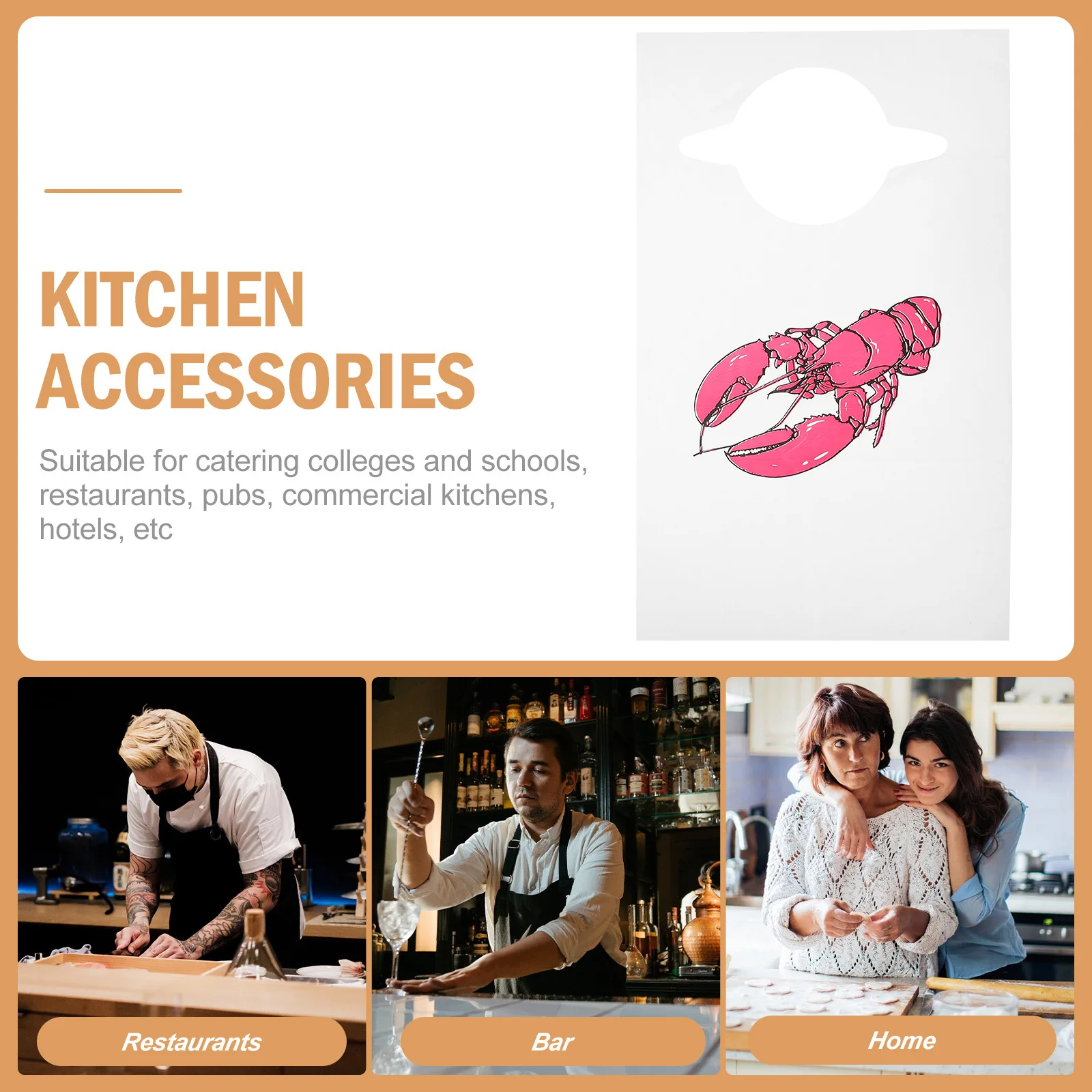 

100 шт., одноразовые пластиковые фартуки для взрослых, нагрудники для омаров, кулинарные обеденные фартуки, защита еды, аксессуары для шеф-повара для женщин