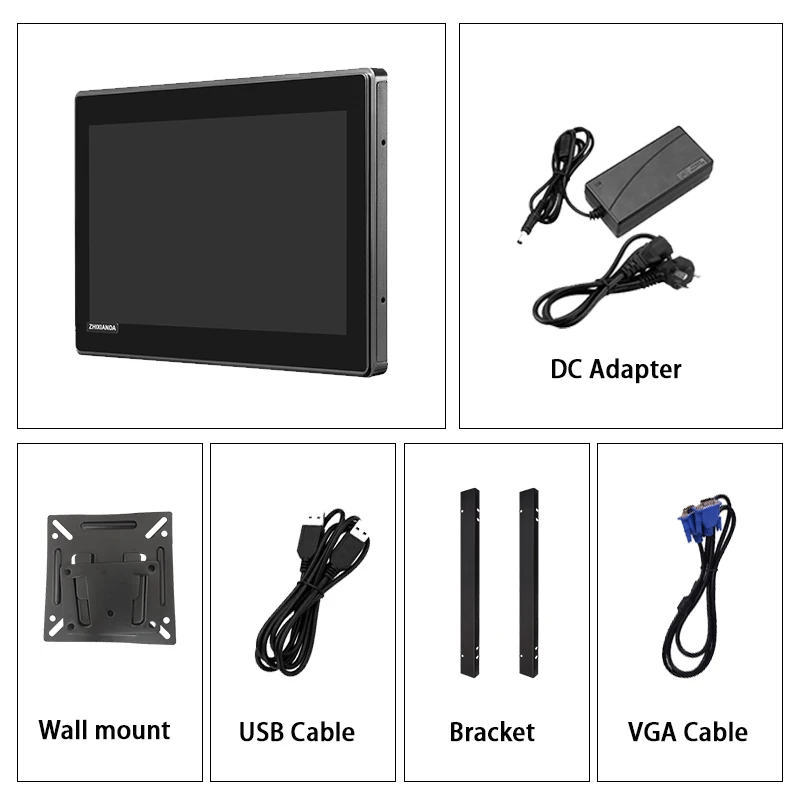 23.8 Inch 1920*1080 Outdoor 1000 Nits Flat Pure PCAP Waterproof Capacitive Touch Screen Monitor With VGA HDMI USB Port