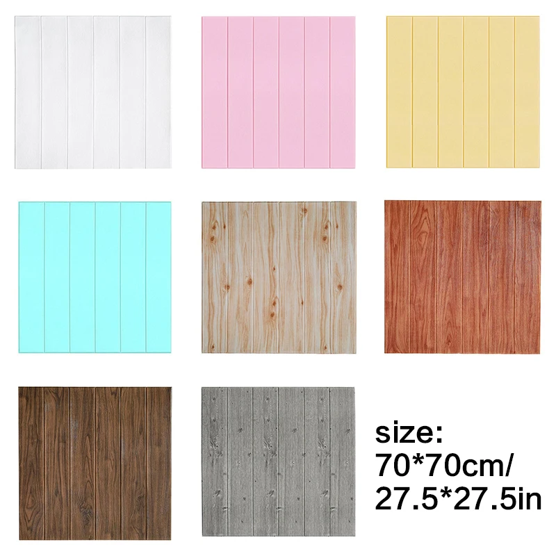 3D Wood Grain Wallpaper DIY Home Decor Wall Stickers Soft Collision Avoidance Wall Paper Waterproof Self-Adhesive Foldable