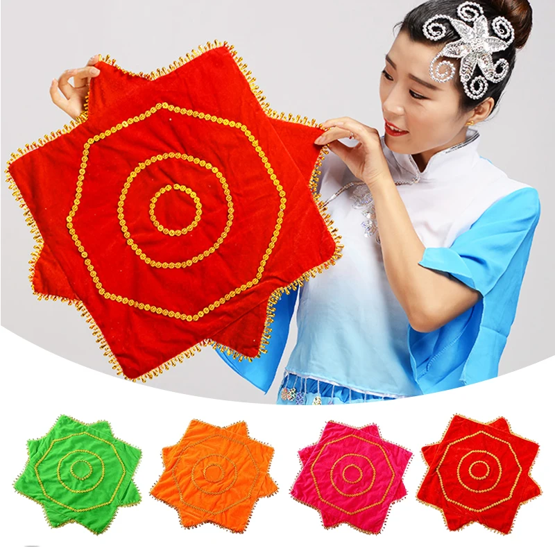 

2 Pcs Handkerchief Red Square Dance Hand Scarfs Stage Performance Two People Turn Octagonal Scarf Dance Northeast Yangko Dance