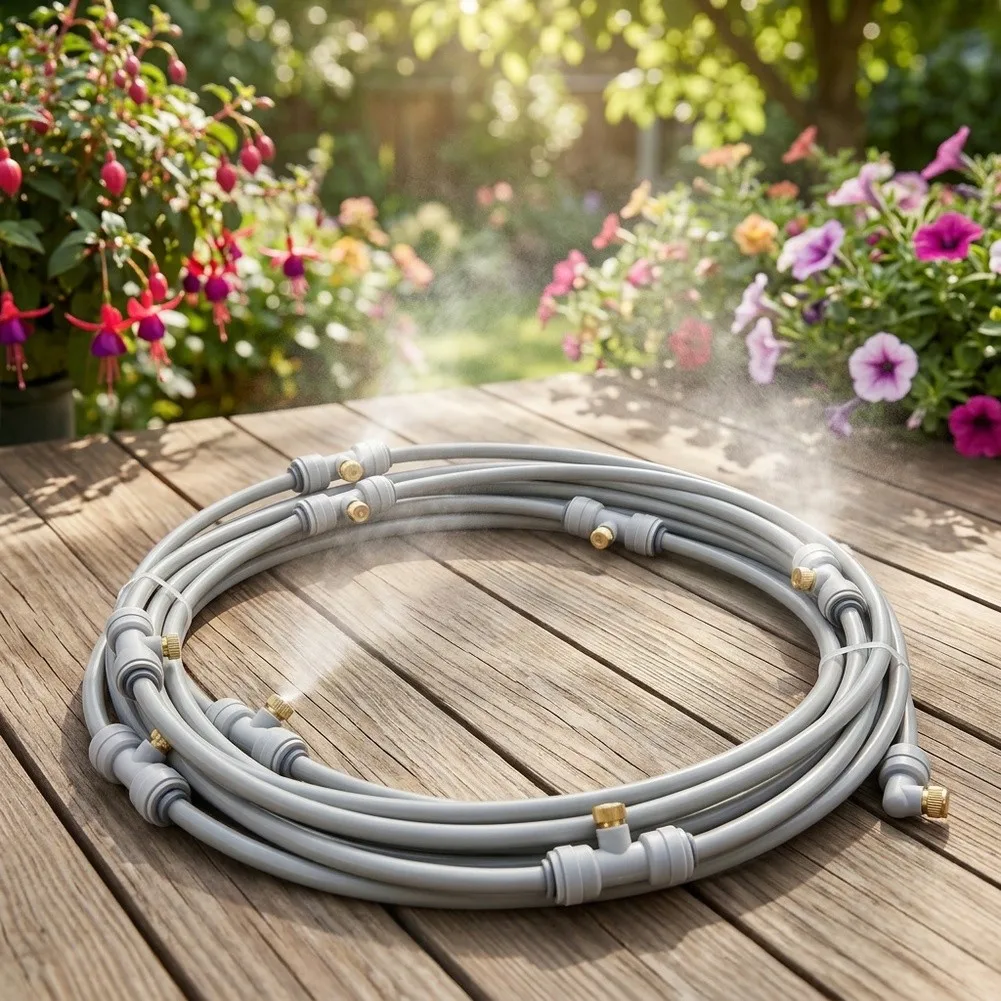 Misting System for Outdoor Garden For Greenhouse Water Fog Sprayer with 120m Hose and High Pressure Brass Nozzles