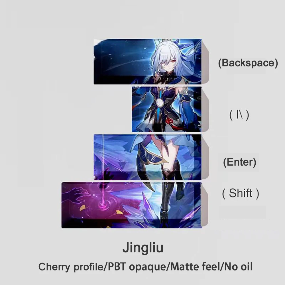 4 Keys/set Honkai Impact 3 Key Caps Ruan Mei Tab Shift Ctrl Win Keycap Elaina Cherry Profile PBT Dye Subbed Anime Cartoon Keycap