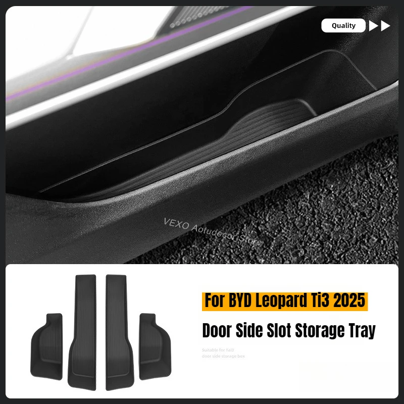 

For BYD Formula Leopard Ti3 2025 Front Rear Door Slot Storage Tray Car Door Side Lower Storage Box Organizer TPE Protective Pad