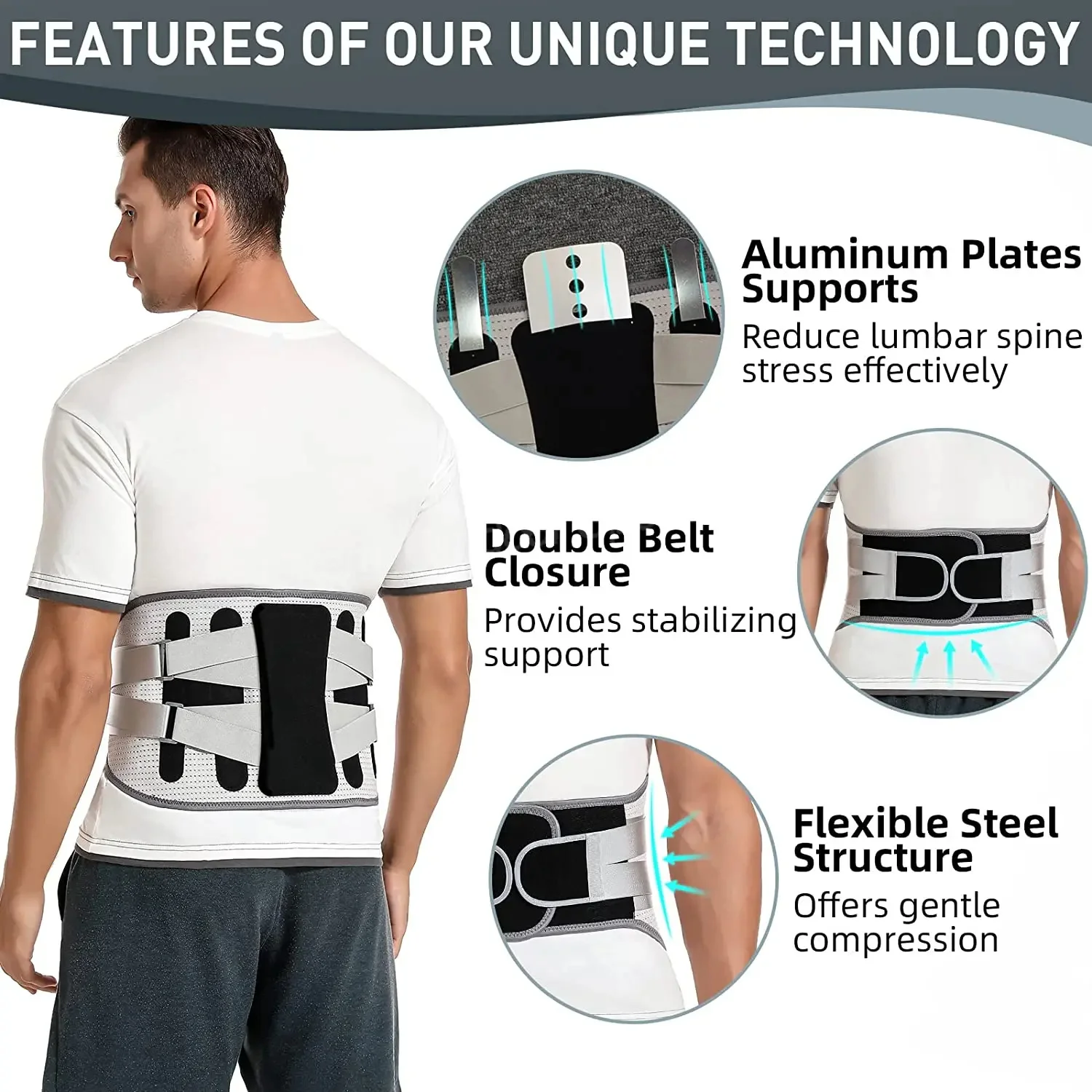 Lumbar Pad Waist Protector Waist Support Orthopedic Lumbar Back Belt Back Posture Corrector for Disc Hernia With 4 Support Stays