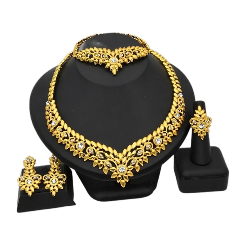 New K-plated gold necklace earrings bracelet ring Thai gold exaggerated jewelry jewelry