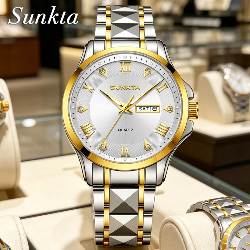 

Новые модные женские часы SUNKTA, элегантные роскошные кварцевые наручные часы, водонепроницаемые до 30 м, светящиеся стальные часы, подарок для женщин, Reloj Mujer