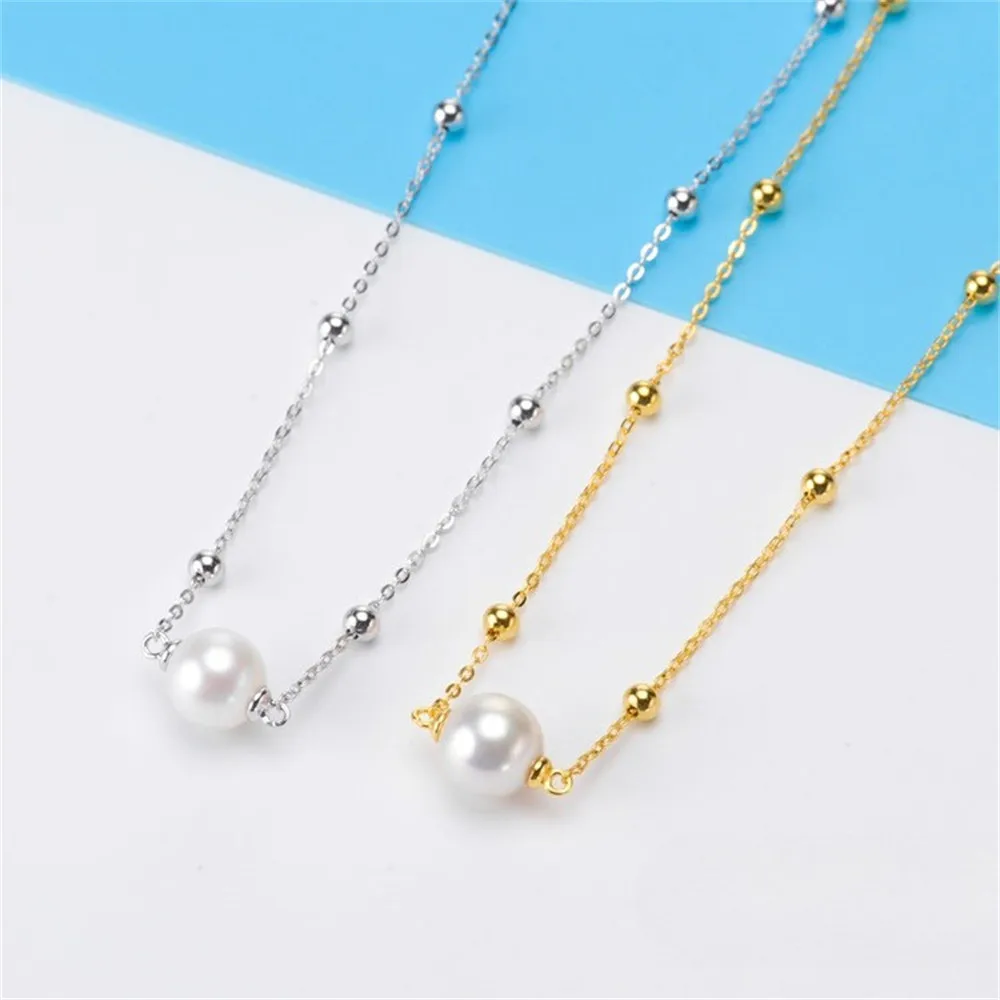 

Аксессуары для самостоятельного изготовления, стерлинговое серебро S925, гипсофила, полное отверстие, 3 мм, цепочка с рукавами из бисера, пустой держатель, жемчужное ожерелье, женская модель