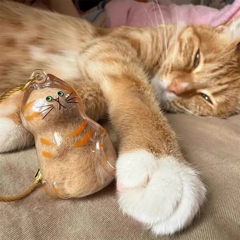Katzen-Schlüsselanhänger Anhänger für Rucksack Katzenhaar-Aufbewahrungsbox Hängende Katzentasche Haustierpflege-Souvenirs – Detail 10