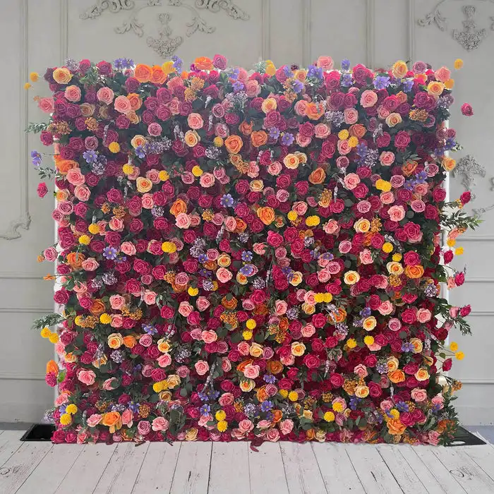 

Uflower Royal 3D Deluxe Edition Rose Red Rose Yellow Hydrangea Wedding Background Mixed Flower Wall Peony Fabric Party Decor