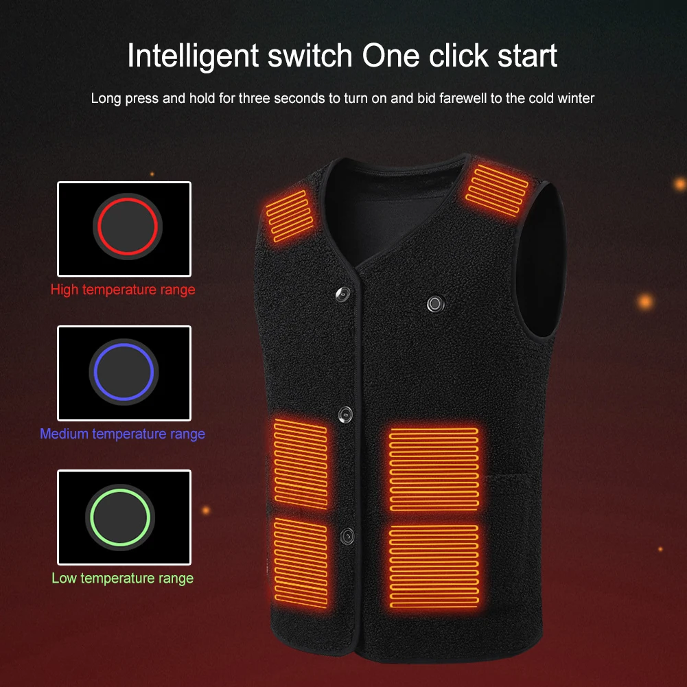 Unisex Electric Thermal Jacket Rechargable Winter Heating Jacket 16 Heating Areas 3 Heating Levels for Sports Hunting Hiking