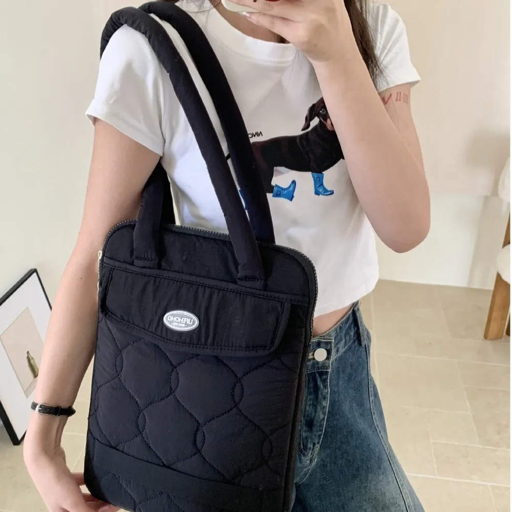Thickened Padding Laptop Shoulder Bag Korean Style Shockproof Design Laptop Storage Bag Multi-Compartment Notebook Pouch