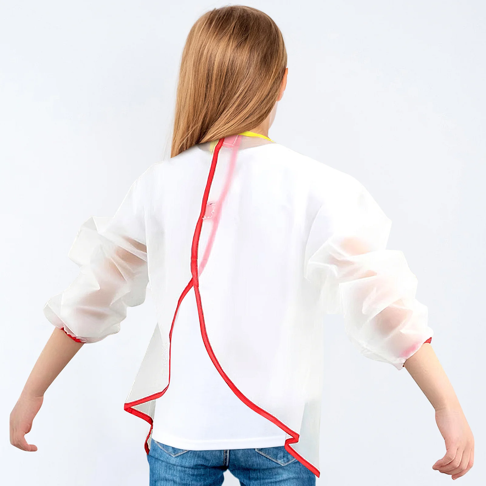 

2Pcs Long Sleeved Waterproof Painting Apron Transparent PVC Children Drawing Smock Protective Adjustable Closure