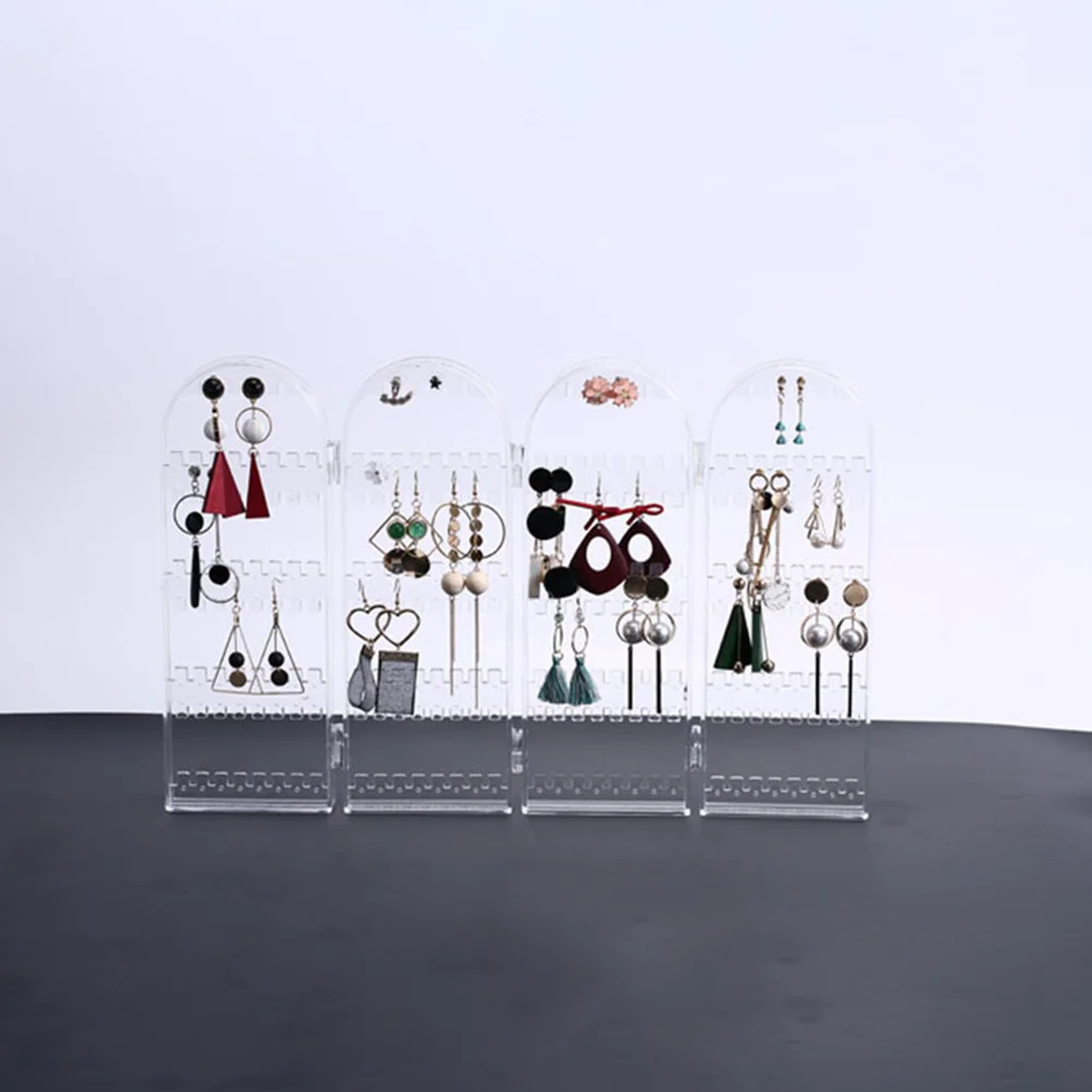 Jewelry Earring Holder Folding Plastic Stand Four Parts Transparent for Jewelry Storage Display Organizer Earring Rack