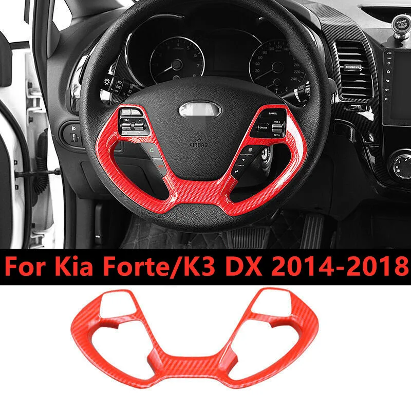 

ABS Red Carbon Fiber Steering Wheel Button Cover Trim For Kia Forte/K3 DX 2014 2015 2016 2017 2018