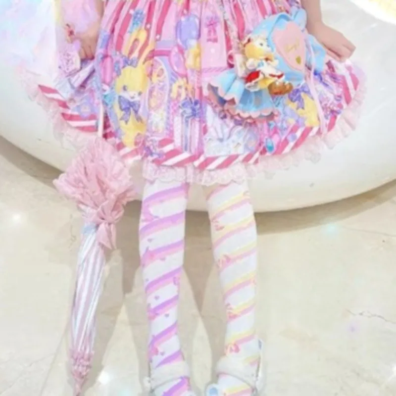 

Sweet Lolita Cute Over-the-knee Socks Harajuku Stripe Japanese Kawaii Socks for Women Girls Cosplay Stockings Autumn Winter