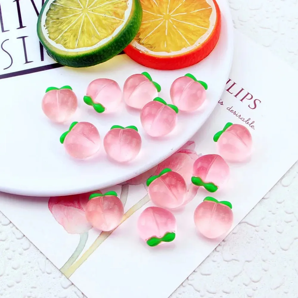 10PcsTransparent Peach Flat Resin Charms Pendant for Jewelry Making Accessories DIY Earrings Necklace Keychain Decoration