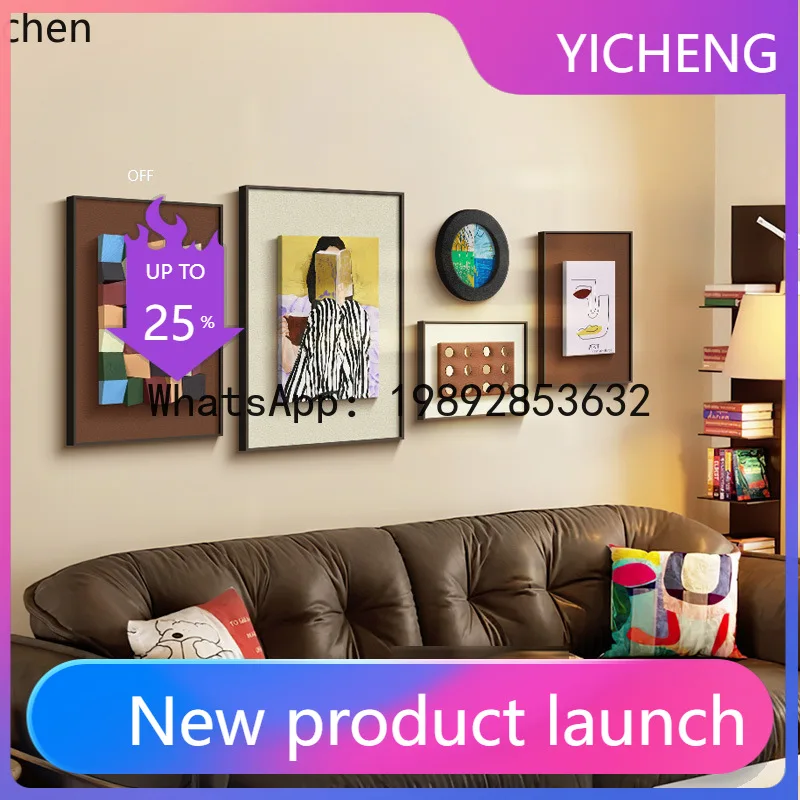 

GH Living Room Sofa Background Wall Decorative Painting Wall Art Vintage Three-Dimensional Wooden Block Combination Mural