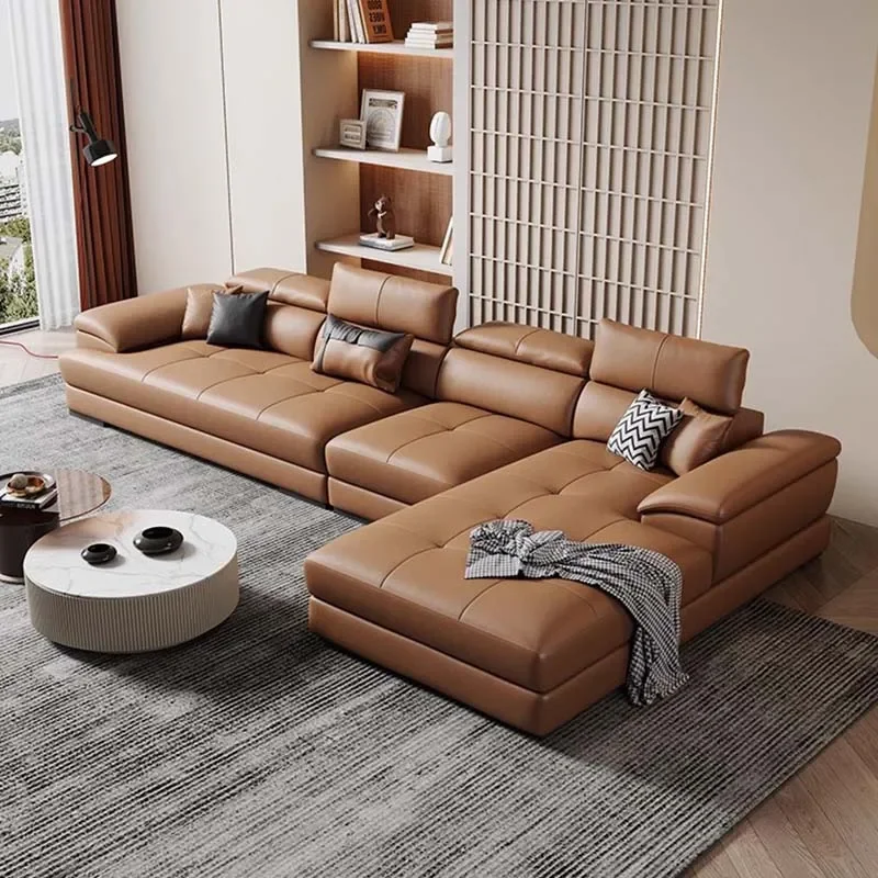 European Living Room Sofas Luxury Leather Modern Corner Sofas Living Room Relaxing Sofas Modernos Para Sala Home Furniture