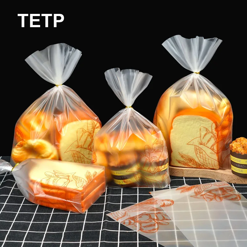 

TETP 100Pcs Frosted/Clear Top Open Bags With Wire Bakery Toast Cake Cookies Packaging Favors Decoration For Small Business